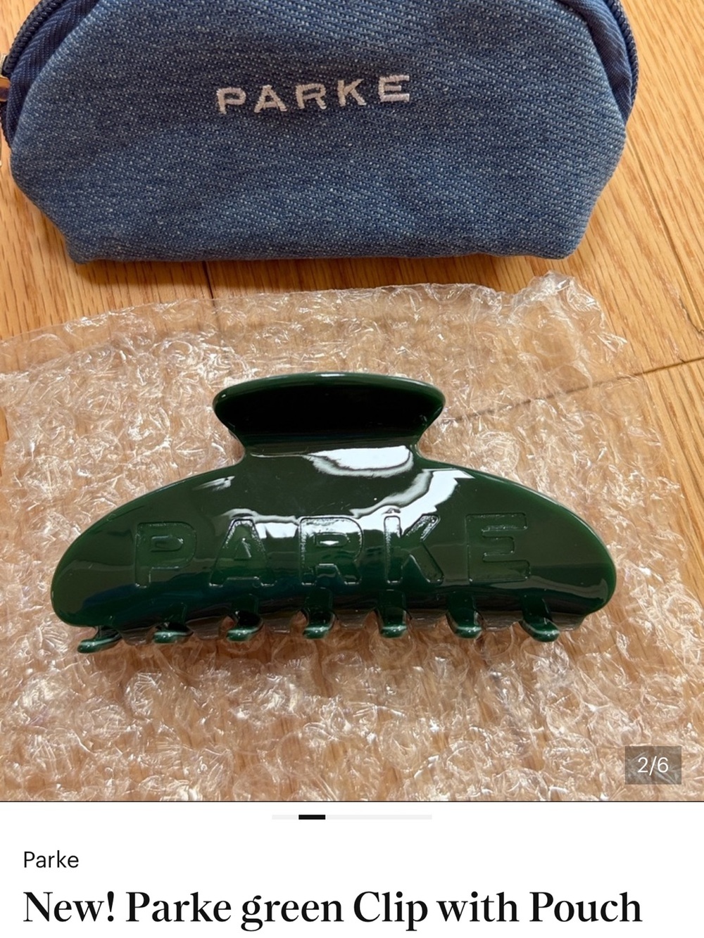 PARKE Green Hair Clip with Pouch